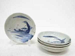 古伊万里　染付　山水四寸皿4客揃